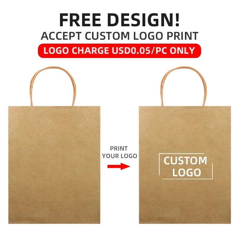 OEM Customized Punch Hole Handle Brown Kraft Paper Bag/ Handmade Kraft Paper Carry Bag with Die Cut Handle