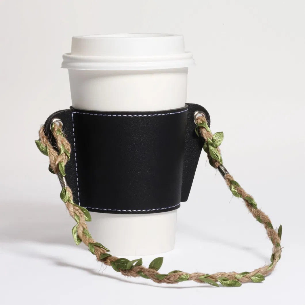 Chain Portable Coffee Cup Holder PU Leather Beverage Soda Tote Bag Insulated Mup Bag Hanging Type Fashion Water Bottle Sleeve