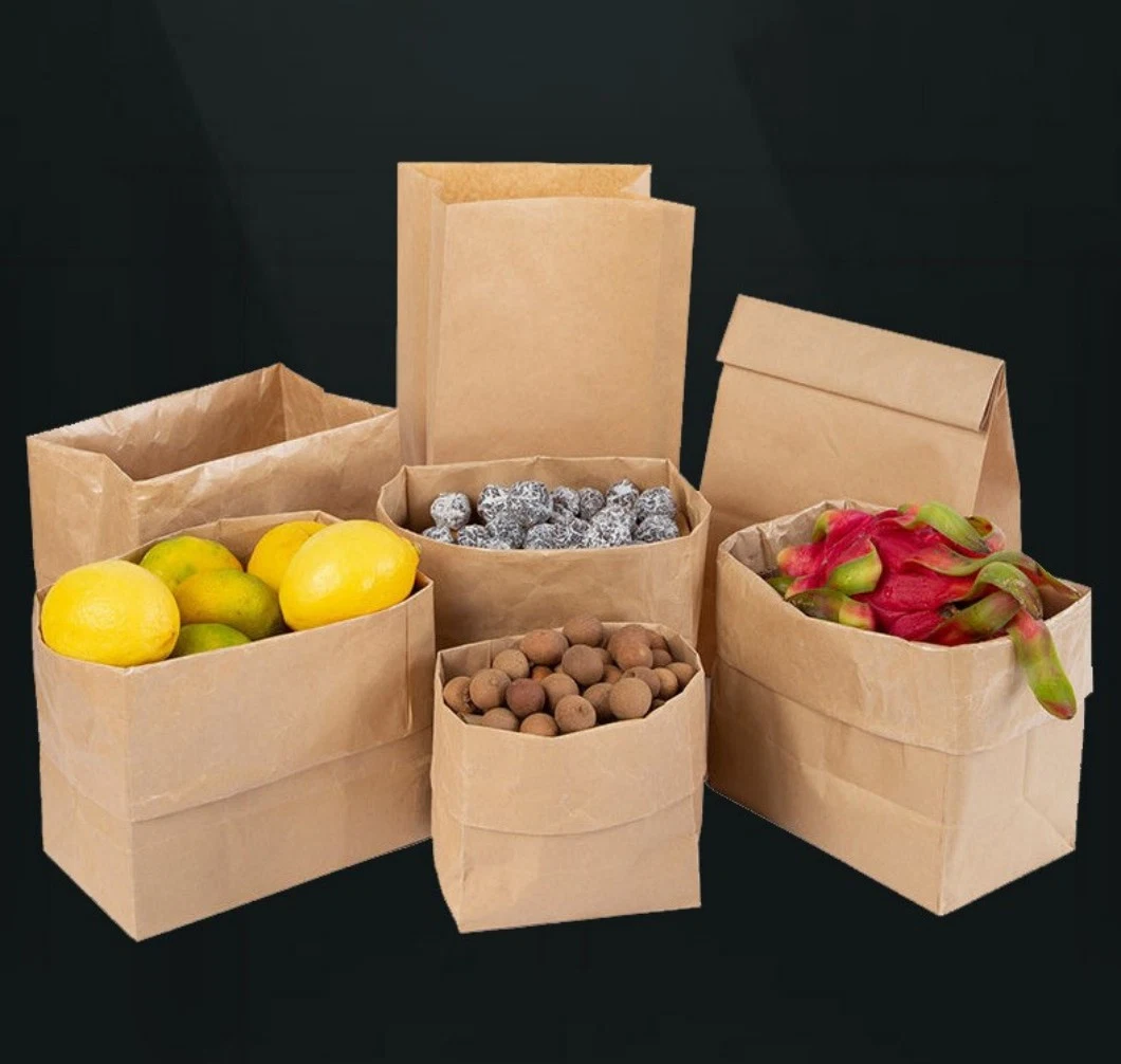 Cheap Takeaway Food Packaging Kraft Paper Bags Bread Burger Snack Donuts Fried Chicken Roast Kraft Paper Storage Packing Bag Greaseproof White Brown Kraft Bags