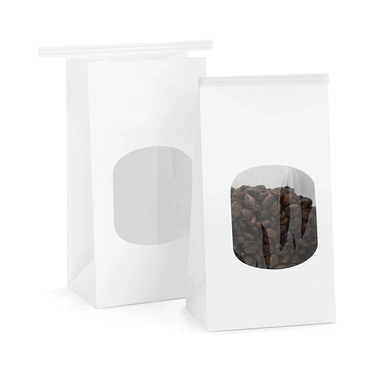 Laminated Poly Liner Bakery Tin Tie Kraft Paper Ziplock Bags with Window