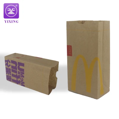 Kundenspezifische Großhandelspapiertüte aus Kraftpapier zum Mitnehmen mit gestanztem Griff für Fast-Food-Verpackungen