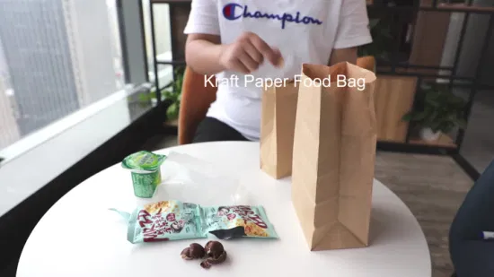 Dünne Kraftbrot-Papiertüte für Lebensmittel in Sondergröße mit flachem Boden und ohne Griff mit Ihrem eigenen Logo